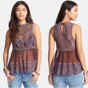 Free People Lace Sheer Sleeveless Top – Size M